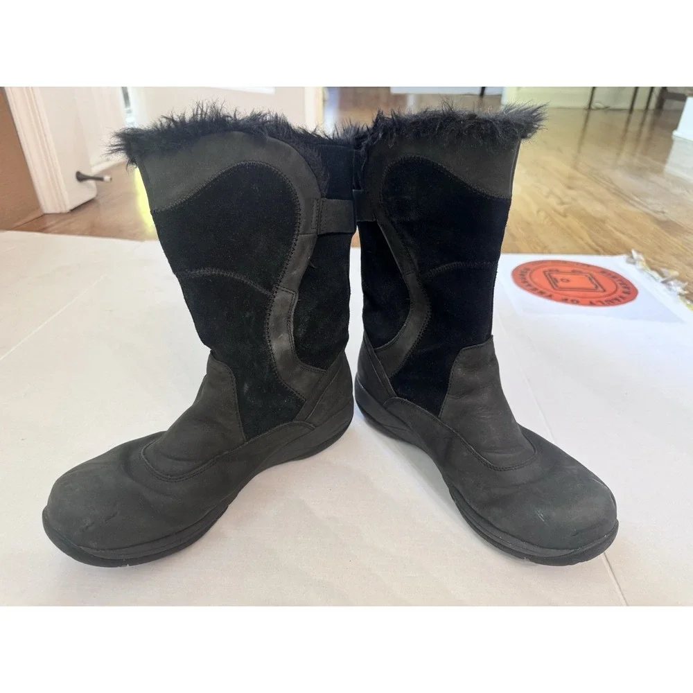 Vibram  Womens Black Winter Boots Size 39 With Faux Fur Leather Upper‎